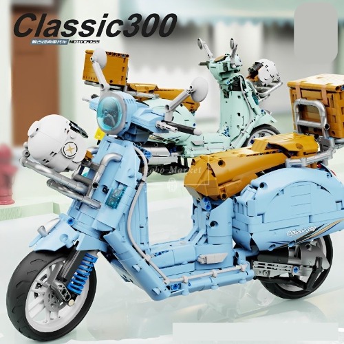 레고 크리에이터 호환 웨이 하늘색 스쿠터 여행 오토바이 큐트 T4025B 신제품 창작