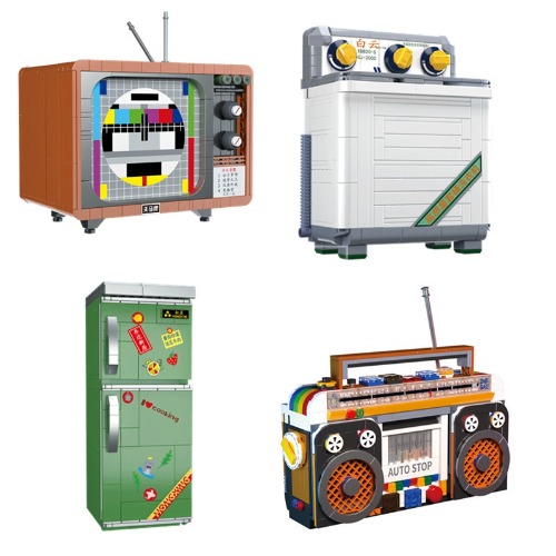 레고 크리에이터 호환 클래식 향수 복고풍 가전 TV 냉장고 세탁기 662015 신제품 창작