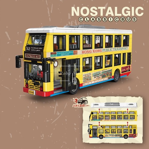 레고 크리에이터 호환 클래식 버스 시리즈 홍콩 퍼블릭 여행자 이층버스 991009 신제품 창작